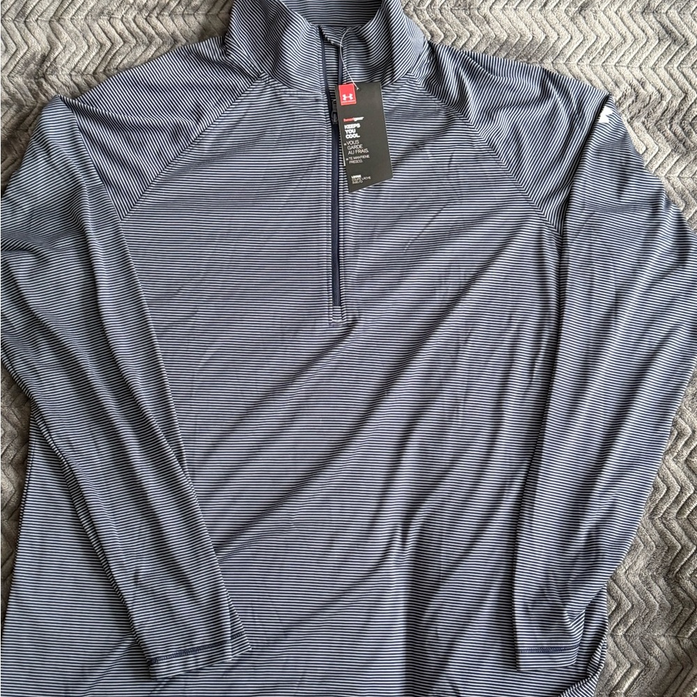 Under Armour Woman’s Striped Gray 3/4 Quarter-Zip; Size XL; Never Worn